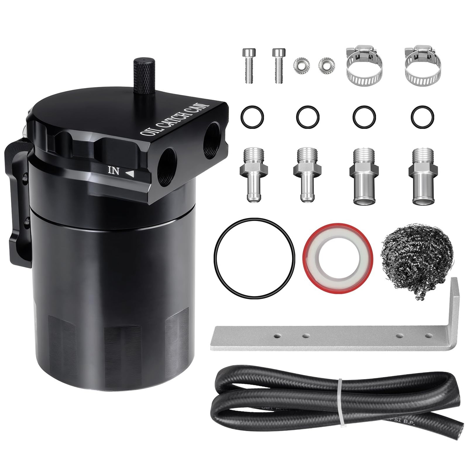 300 ml Aluminum Oil Catch Can Kit Black 300 ml Aluminum Oil Catch Can Kit Black