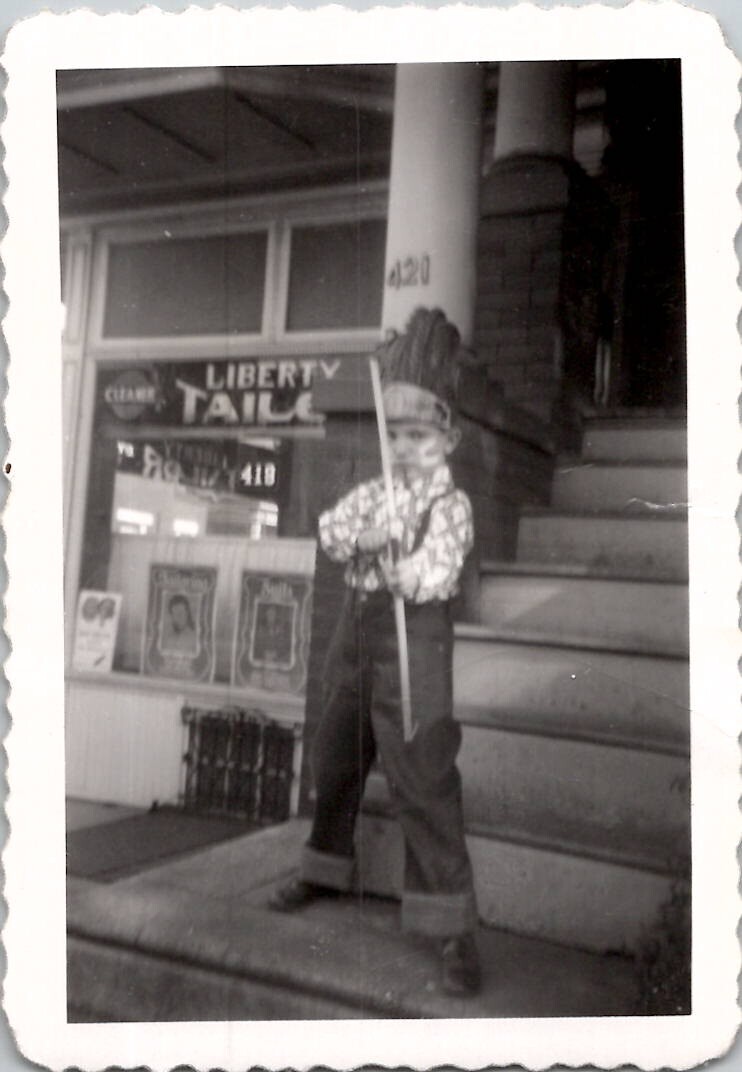 Boy Dressed as an Indian Native American Bow Arrow Snapshot 1940s Vintage Photo