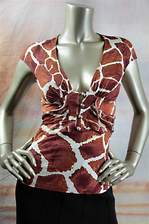 $640 New ROBERTO CAVALLI Sexy Giraffe Art Print Stretchy Silk Tie  Top 40 6