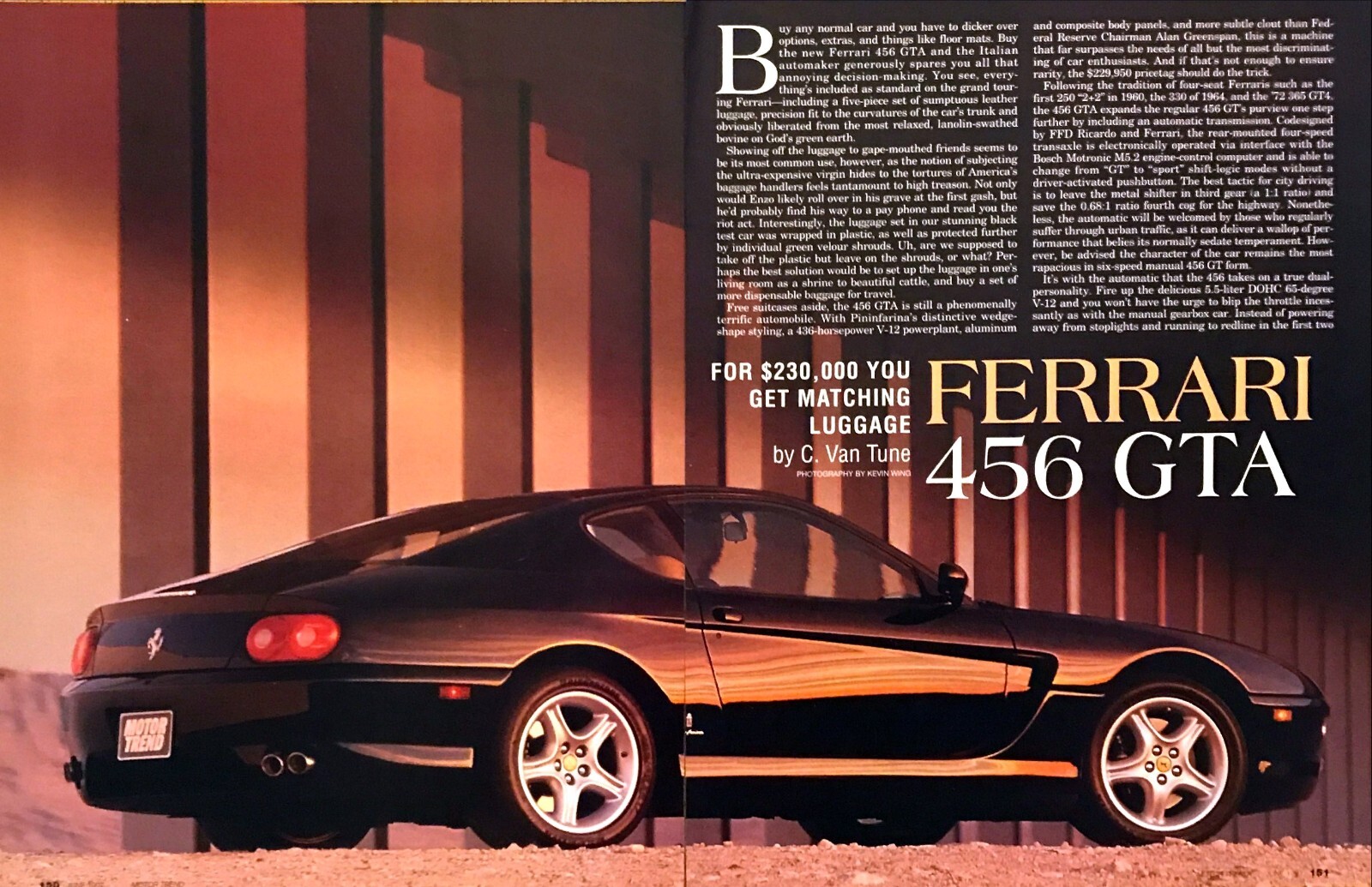 1997 Ferrari 456 GTA Coupe Road Test Technical Data Photos Review Article