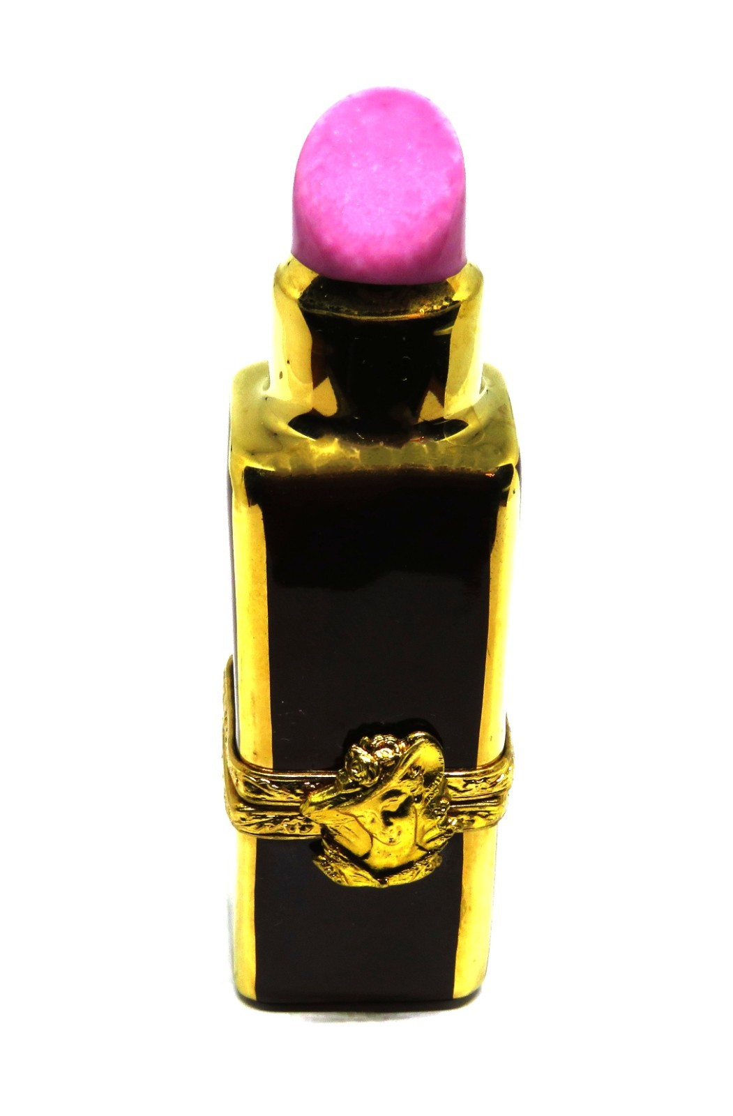 LIMOGES FRANCE BOX ~ GR ~ TUBE OF MAUVE LIPSTICK & LADY\'S BUST ~ PEINT MAIN