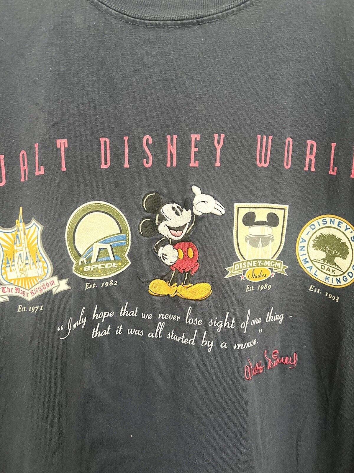 Vintage Walt Disney World Tour Four Parks MGM Studios 2X XXL T Shirt Embroidered