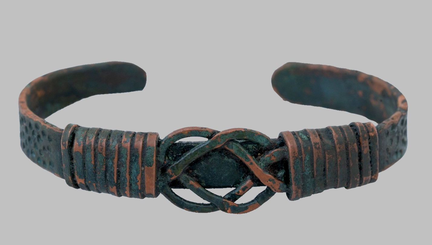 Ancient Viking Norse Copper Cuff Bracelet Nordic Sacred Fate Knot Adjustable COA