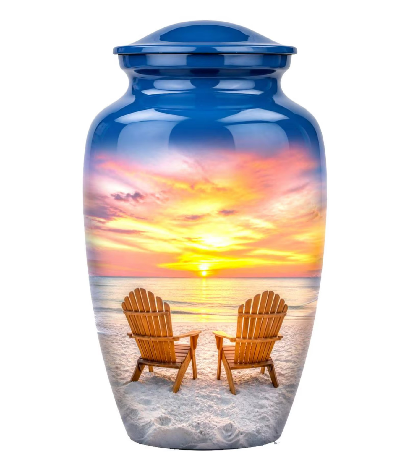 Personalized Beach Sunset Cremation Urn – Cast Aluminum Adult Memorial Urn