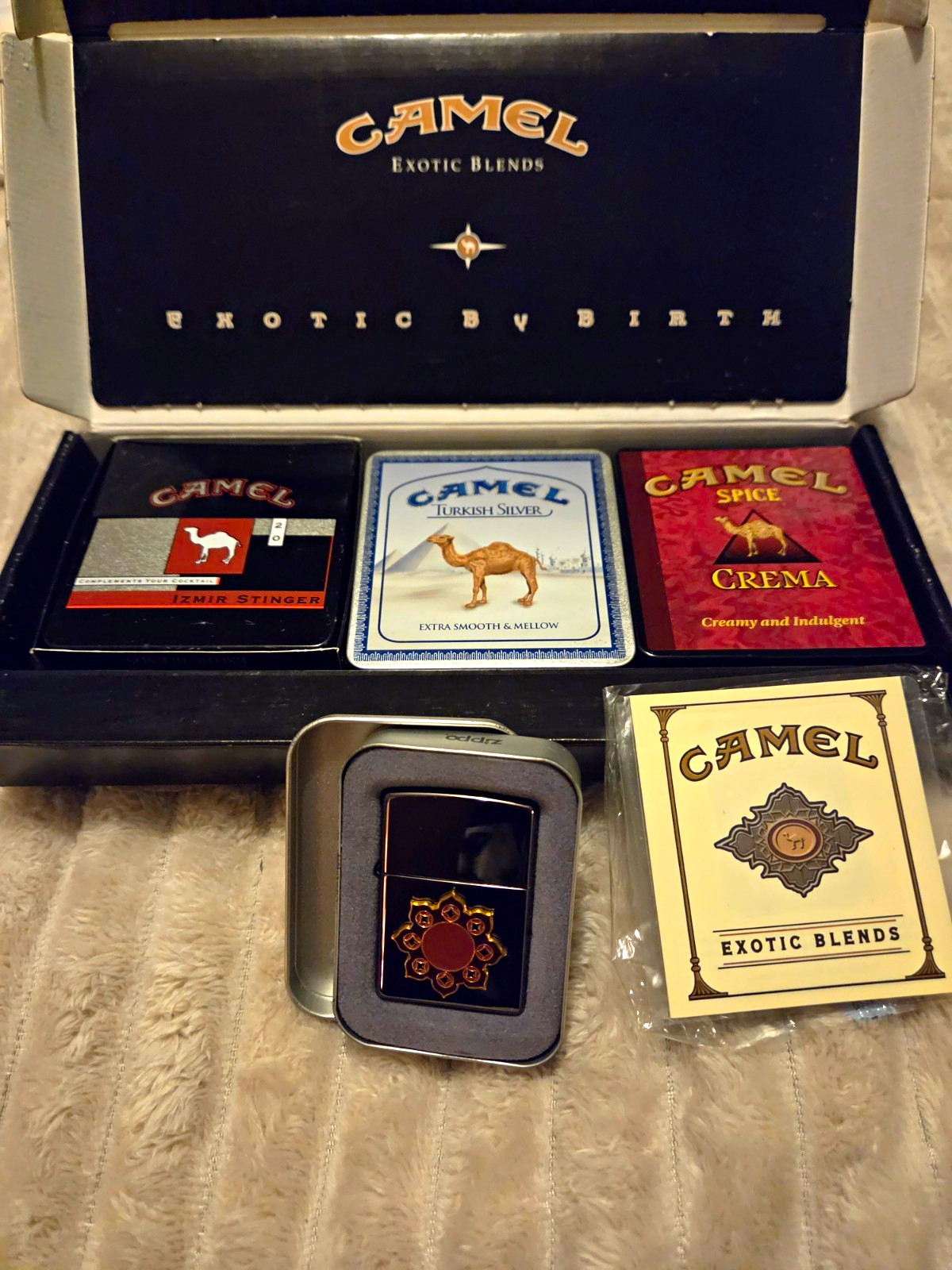Camel Exotic Blends “Exotic by Birth” Zippo Lighter Gift Set w/ Tin & Items