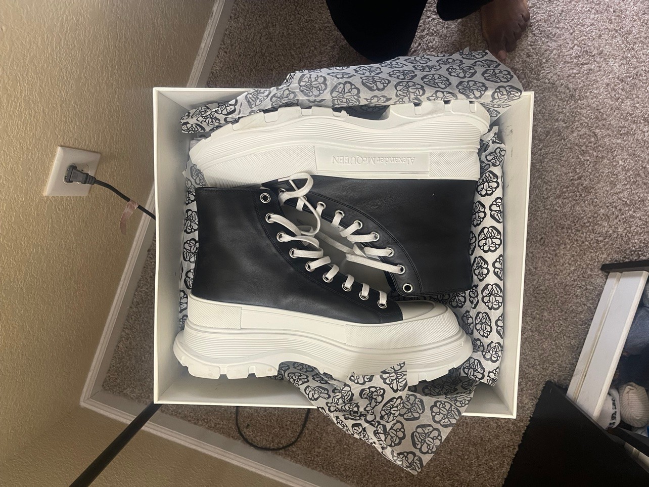 Alexander McQueen Tread Slick Boot Black Leather White Sole EU 46 US 13 627206