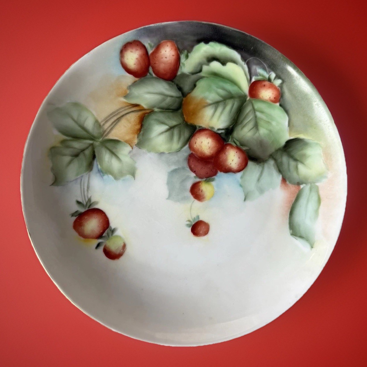 Antique JHR Hutschenreuther Bavaria Collector Plate Hand Painted Strawberries