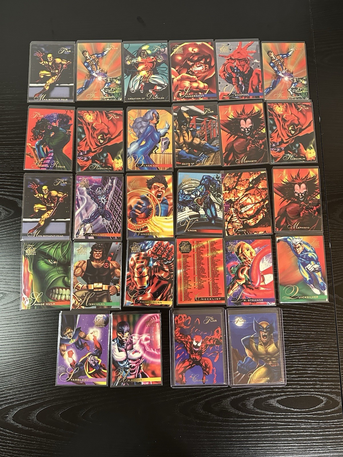 1994 Flair Marvel Trading Set of 28 Marvel Comic Cards Inserts