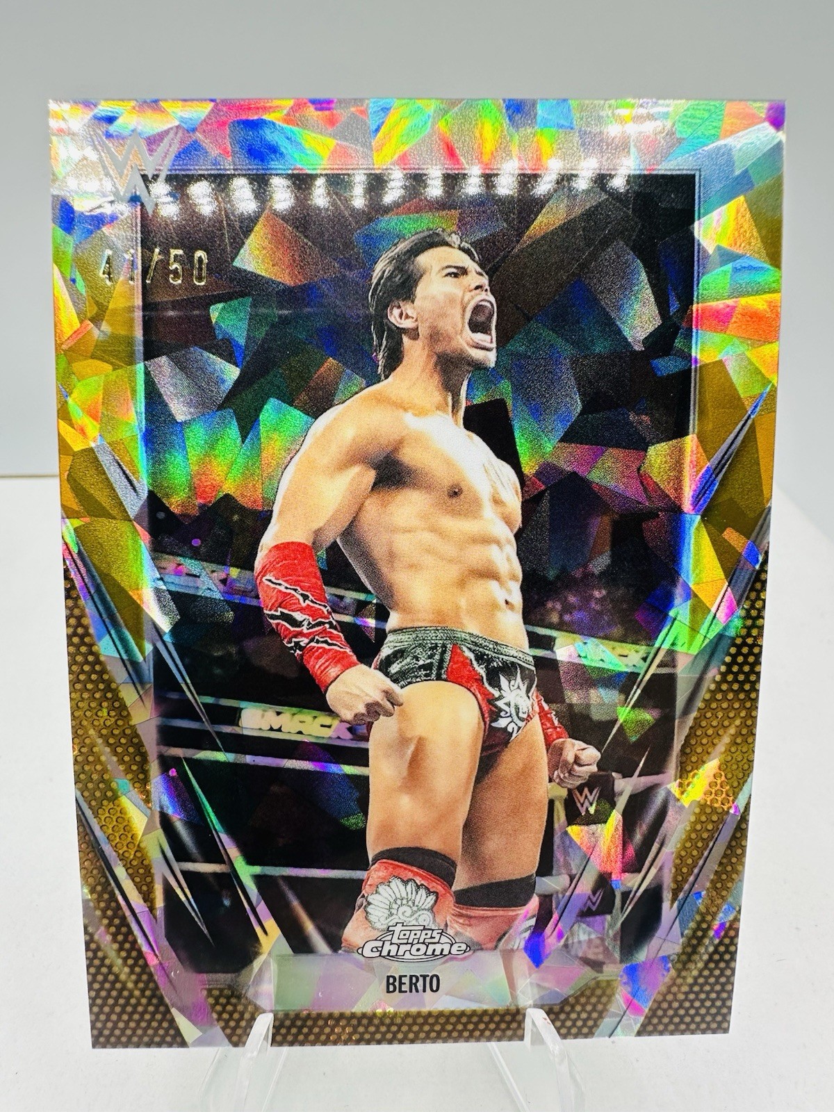 2026 Topps Chrome WWE Sapphire BERTO 41/50 Refractor Smack Down #122