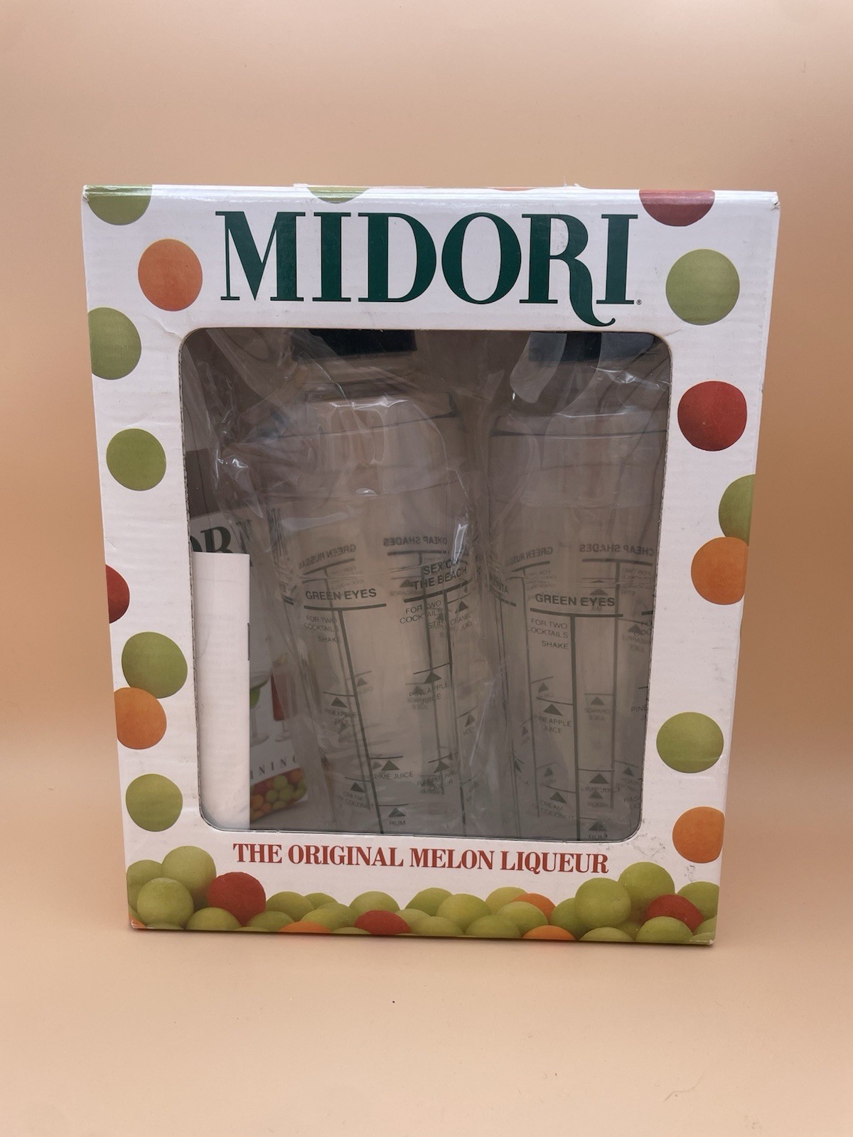 Vintage 1980s-90s Midori Liqueur Branded Cocktail Shaker Set