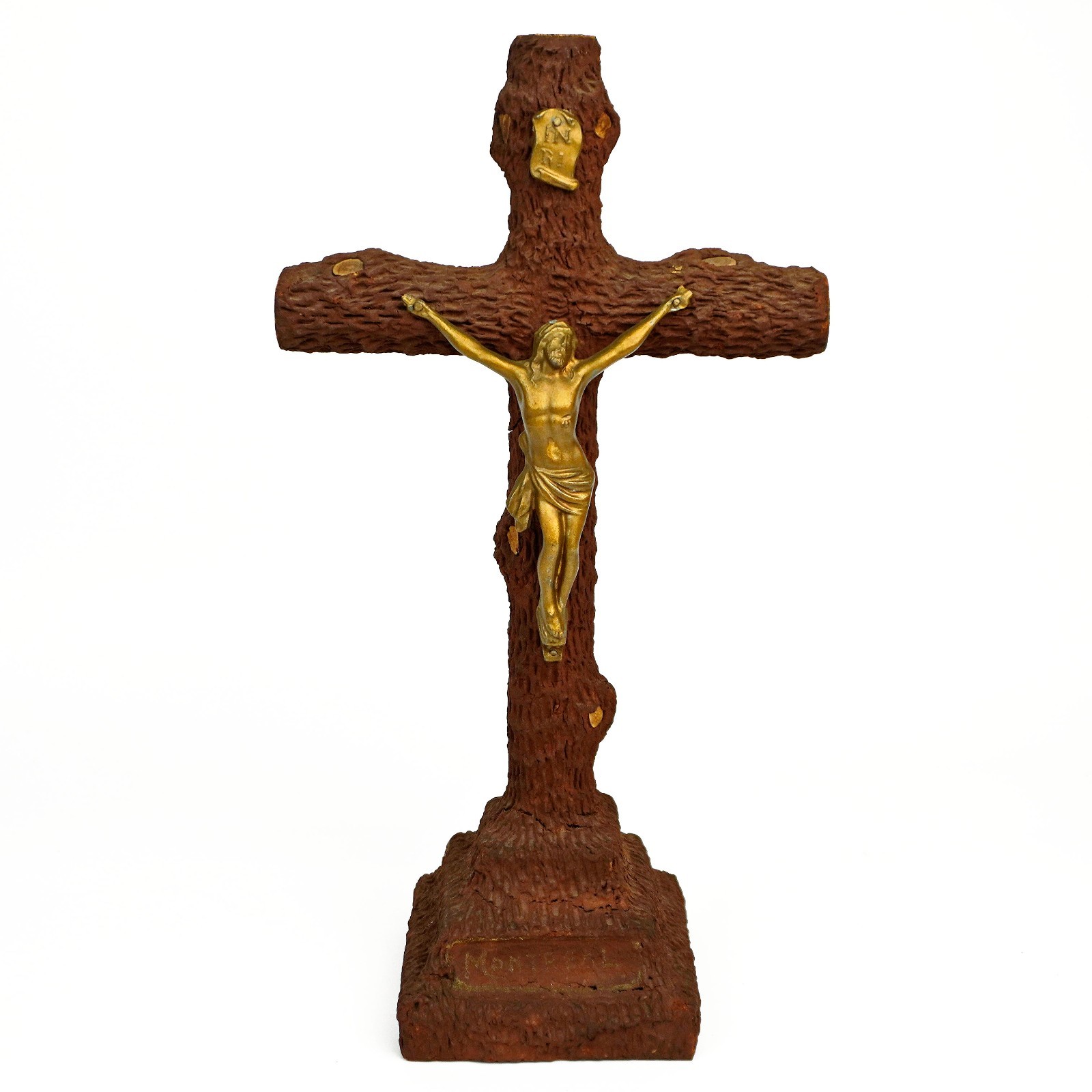 Antique Early 1900\'s Primitive Folk Art Montreal Quebec Canada Logger\'s Crucifix
