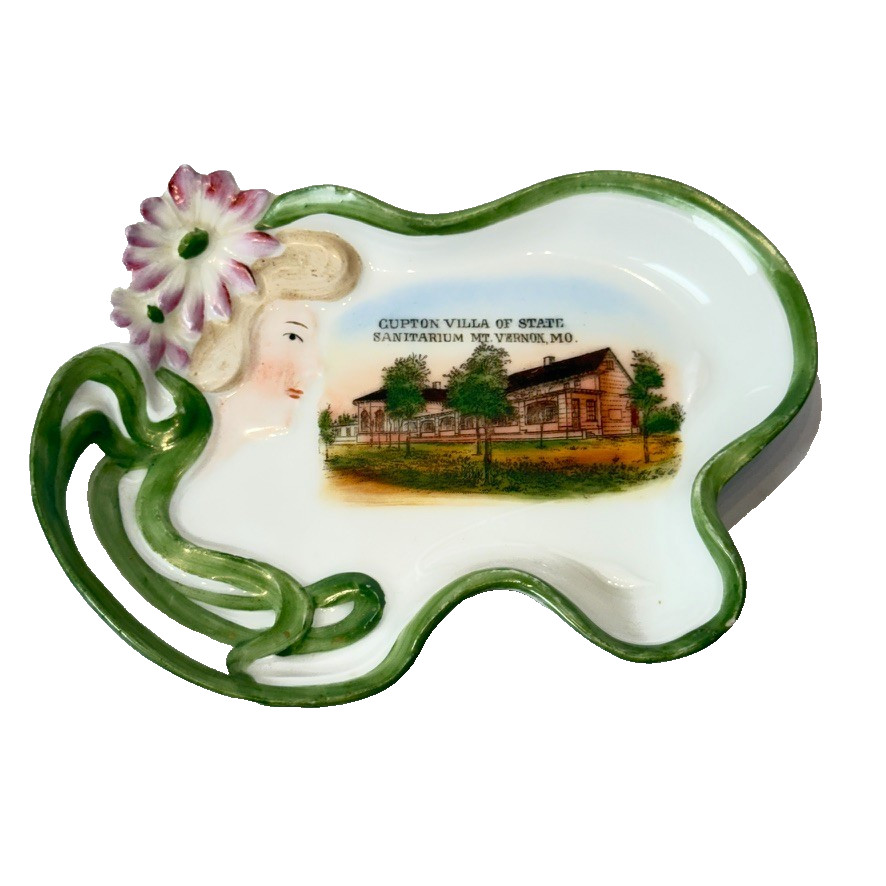 MT VERNON MO Sanitarium MISSOURI ANTIQUE Souvenir CHINA TRINKET DISH