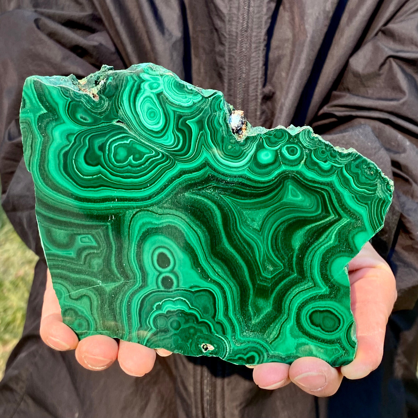 1.54LB Natural malachite slice quartz crystal luster mineral specimen