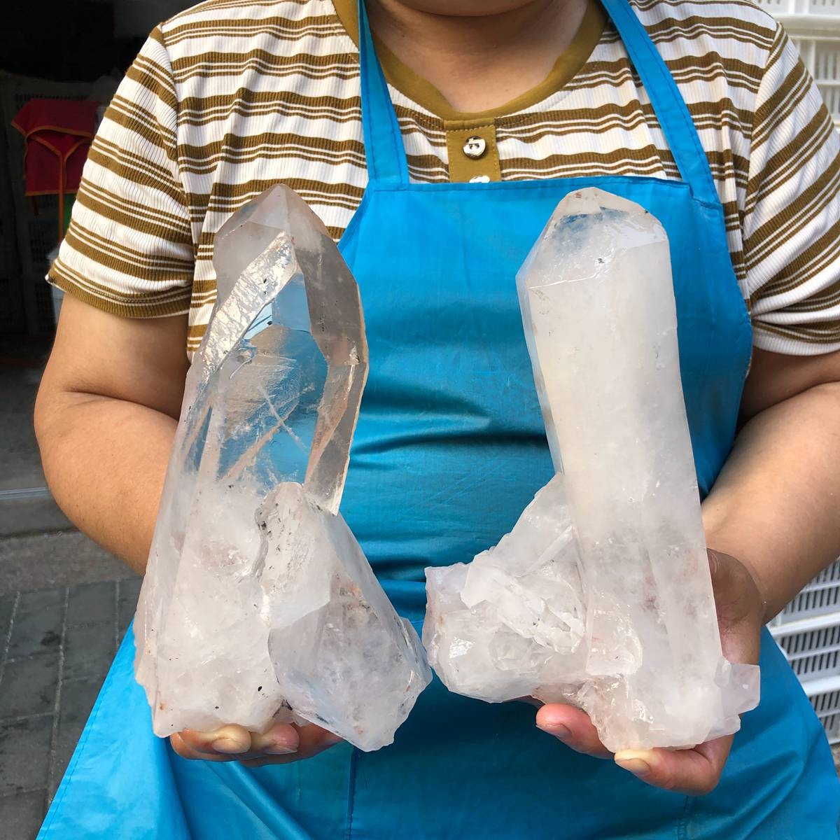 2Pieces 2780G Clear White Quartz Crystal Cluster Rough Specimen Healing 5868