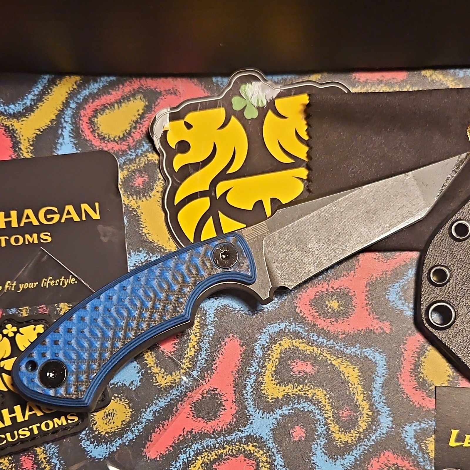 Gahagan Customs Balor EDC Fixed Blade Drop Point Stainless Full Tang CF Sheath