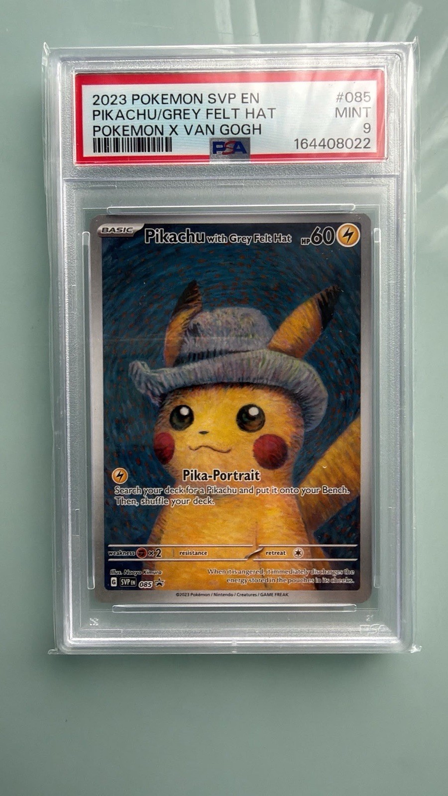 Pikachu With Grey Felt Hat 085 Pokemon X Van Gogh Pokemon PSA 9 Mint