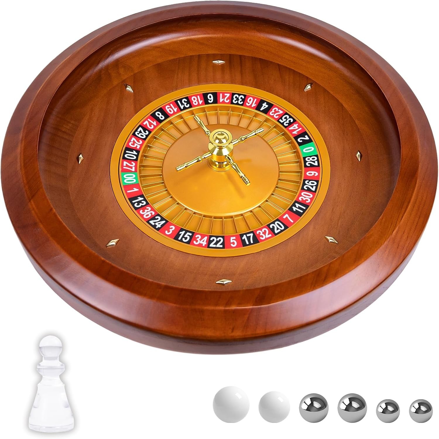 20 Inch Professional Wooden Roulette Wheel, Large Size Solid Wood Casino Roulett
