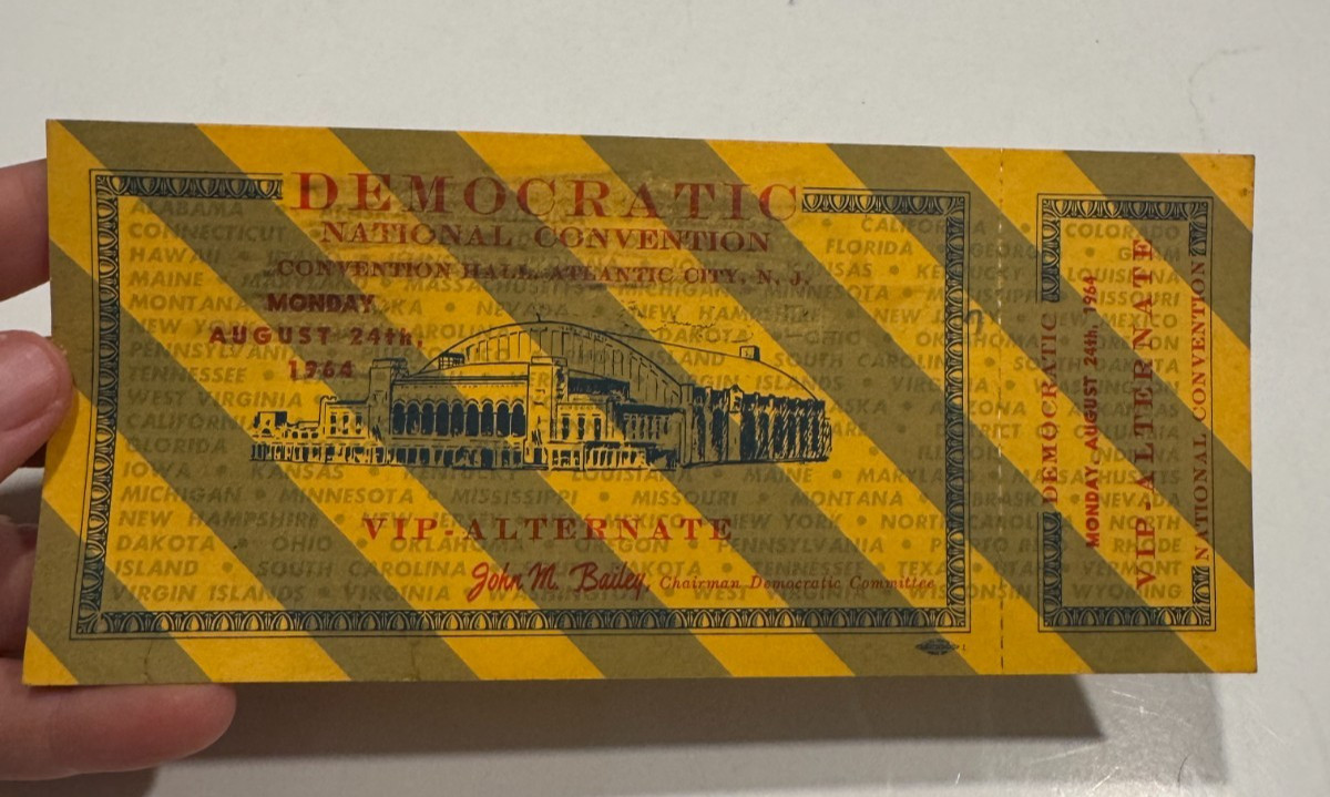 RARE 1964 Democratic National Convention VIP Alternate Ticket President Johnson
