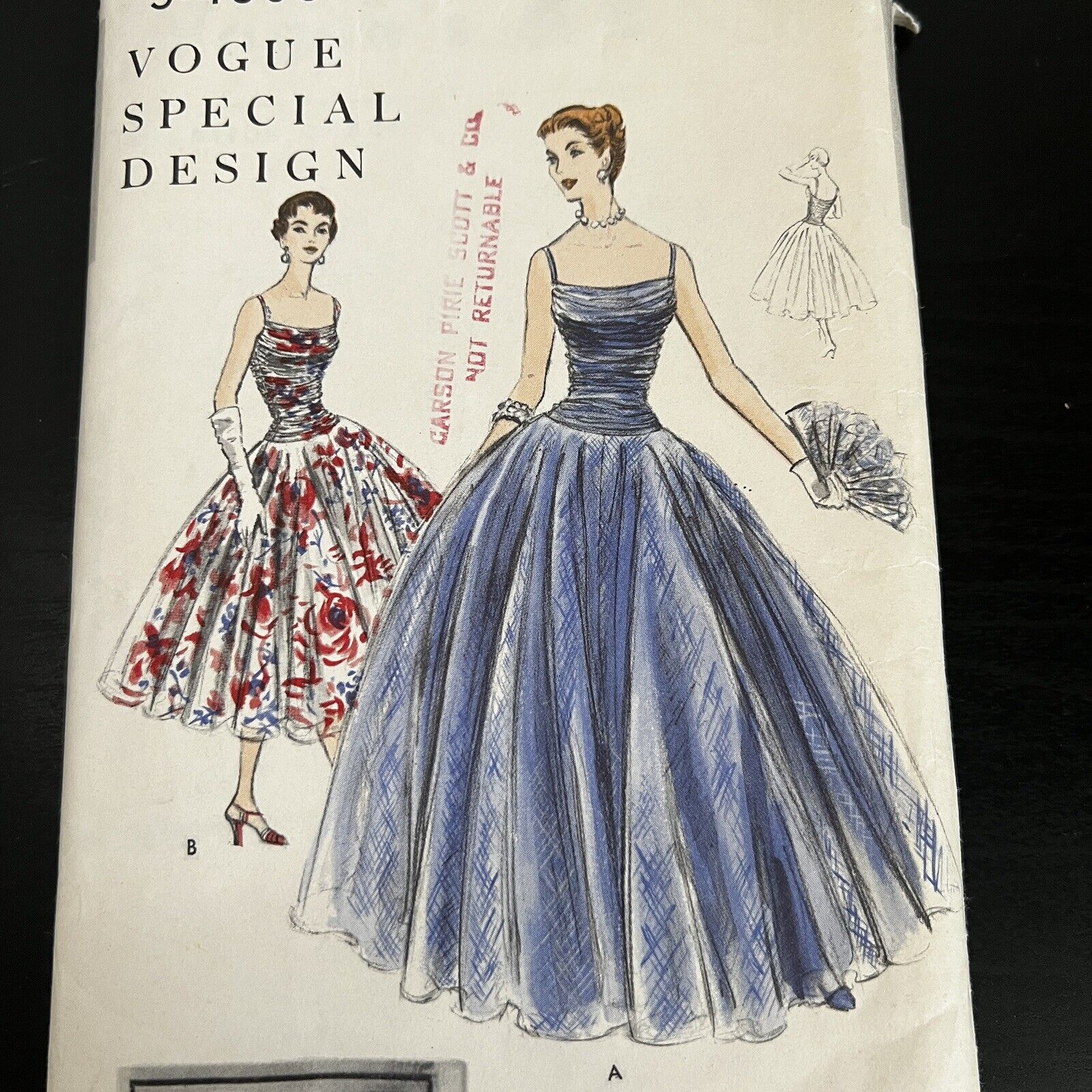 Vintage 1950s Vogue Special Design S4606 Evening Gown Dress Sewing Pattern 14 XS