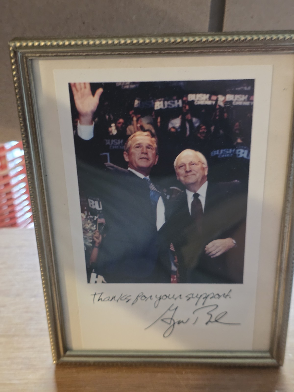 Signed Framed Photo George W Bush And Cheney