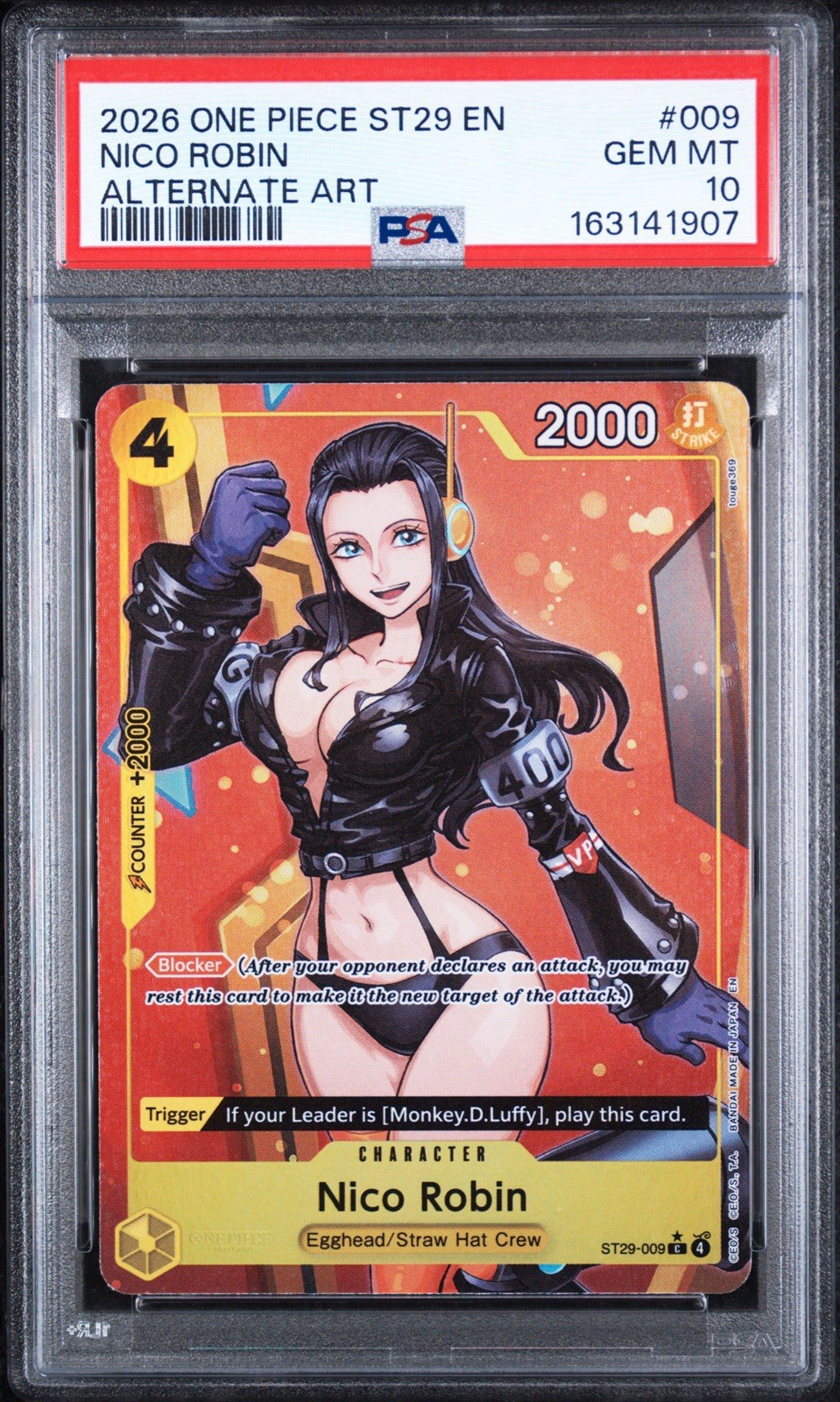 2026 ONE PIECE STARTER DECK ST29-EGGHEAD #009 NICO ROBIN ALTERNATE ART PSA 10