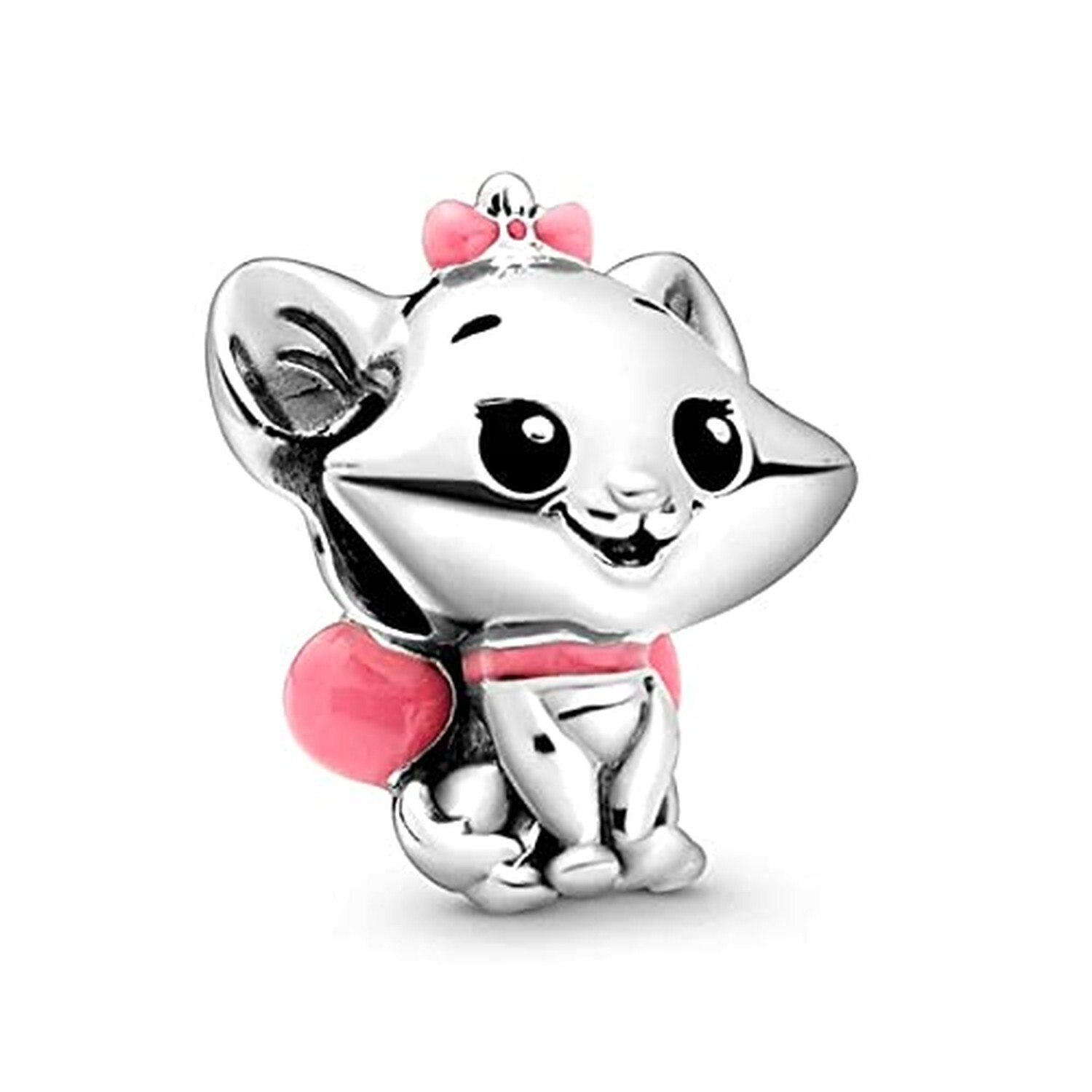 Aristocats Marie Charms 925 Sterling Silver Lovely Cat Bead wih Pink Enamel f...