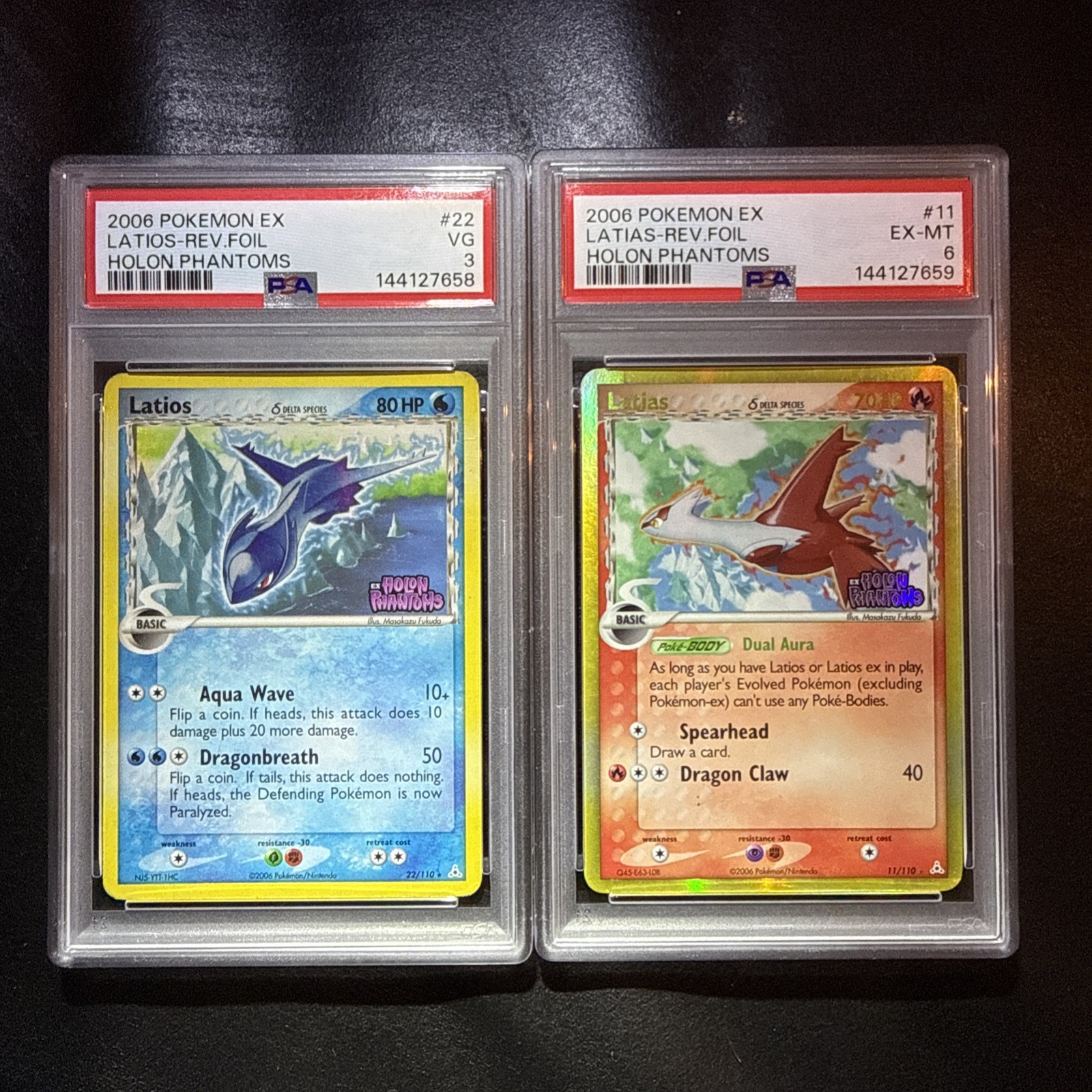 Pokemon Latios & Latias Holon Phantom Reverse Holo 11&12 PSA 6/3 Sequential Pair