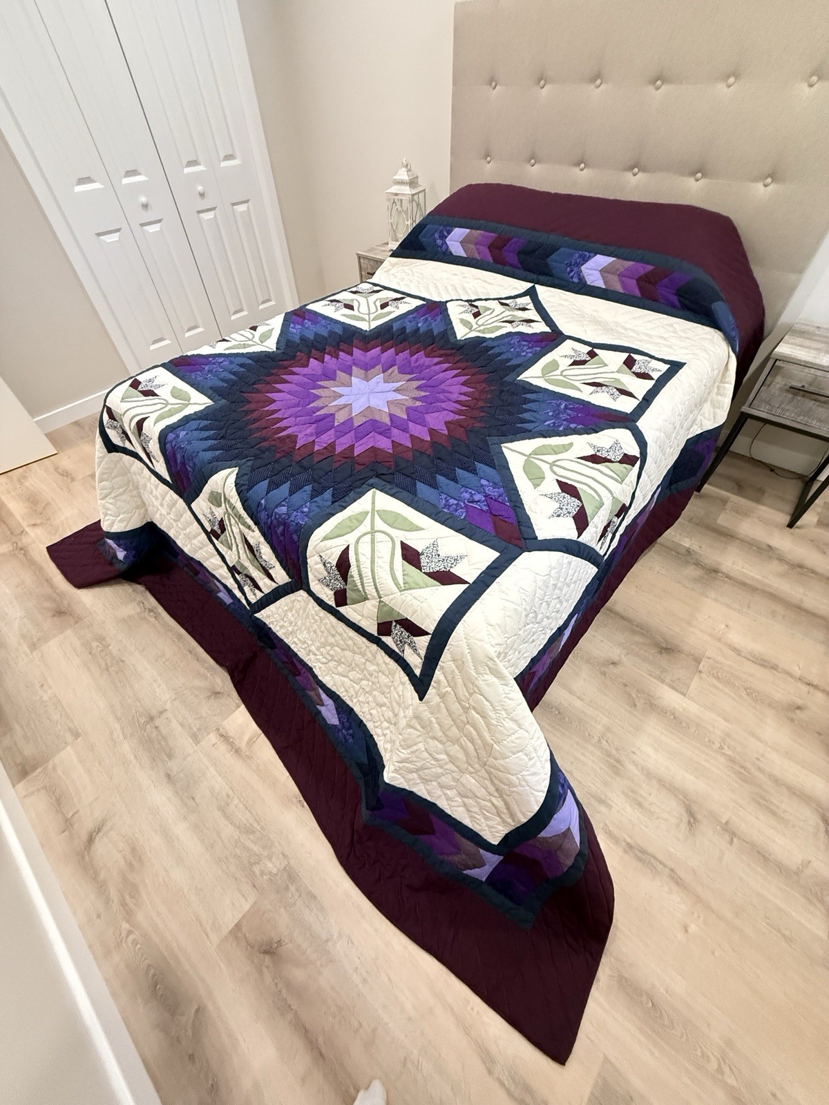 New Amish Quilt Improved Lone Star Multi 106x115 Heirloom Made In Lancaster PA