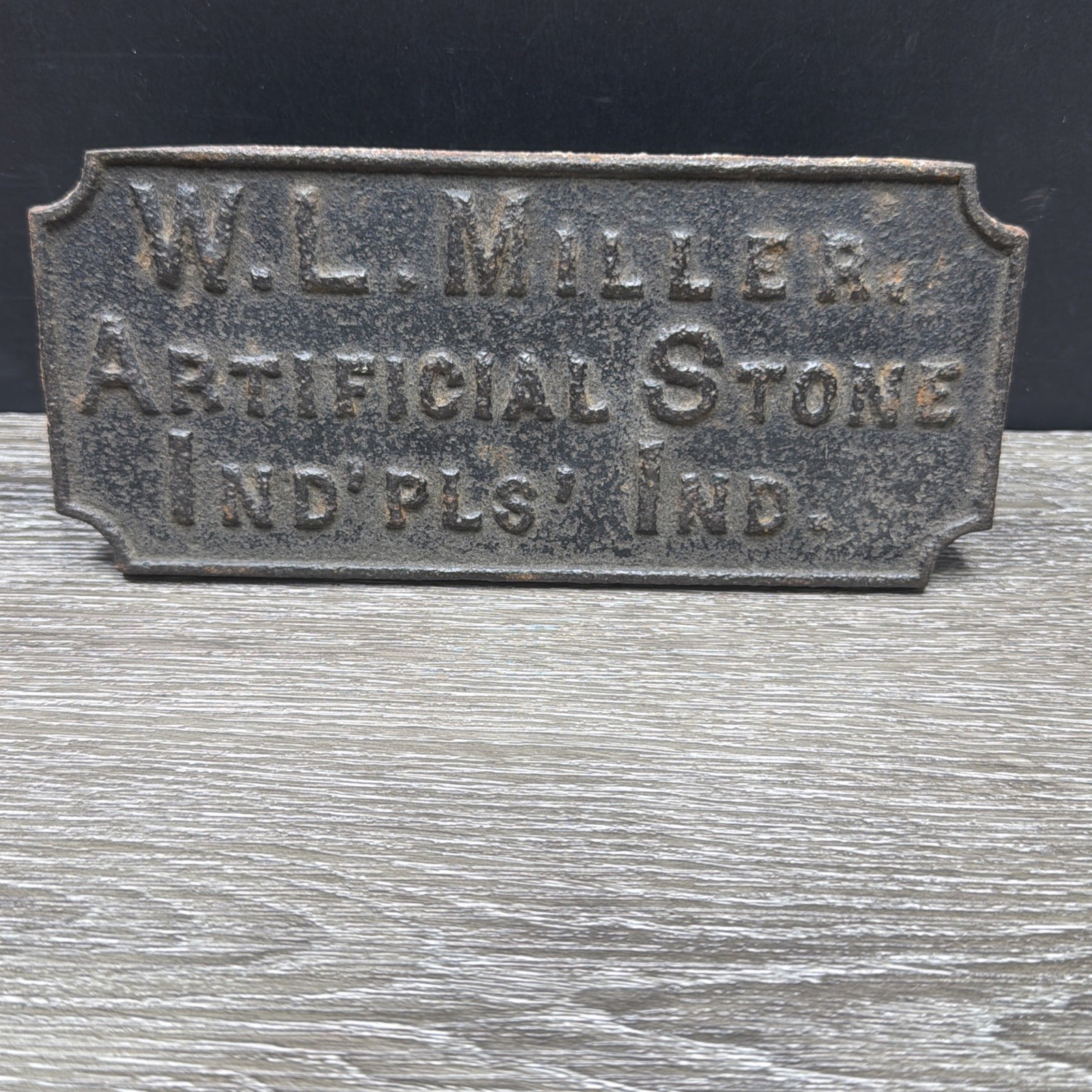 WL Miller Artificial Stone Indianapolis IND Cast Iron Sidewalk OOAK