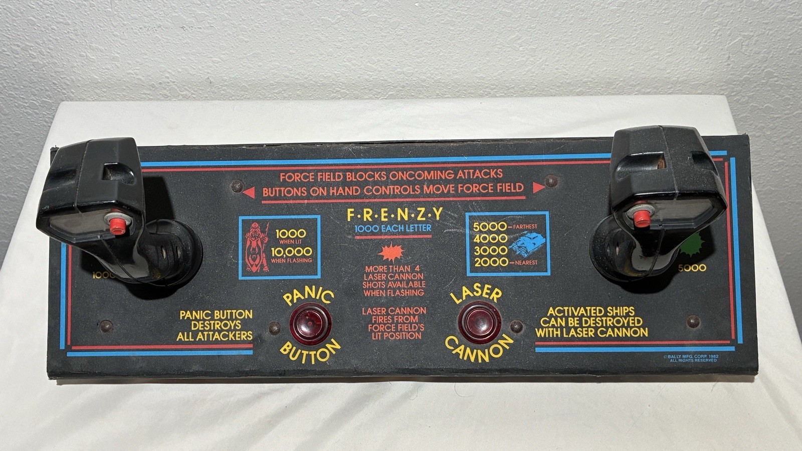 Bally Rapid Fire Pinball Control Panel with Joysticks, Buttons, and Wiring