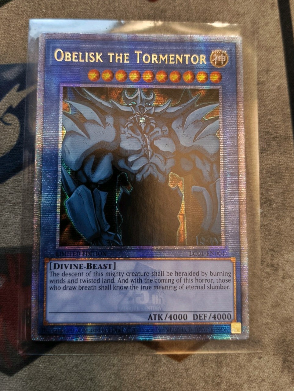 Yu-Gi-Oh Obelisk the Tormentor LC01-EN001 Quarter Century Rare Card