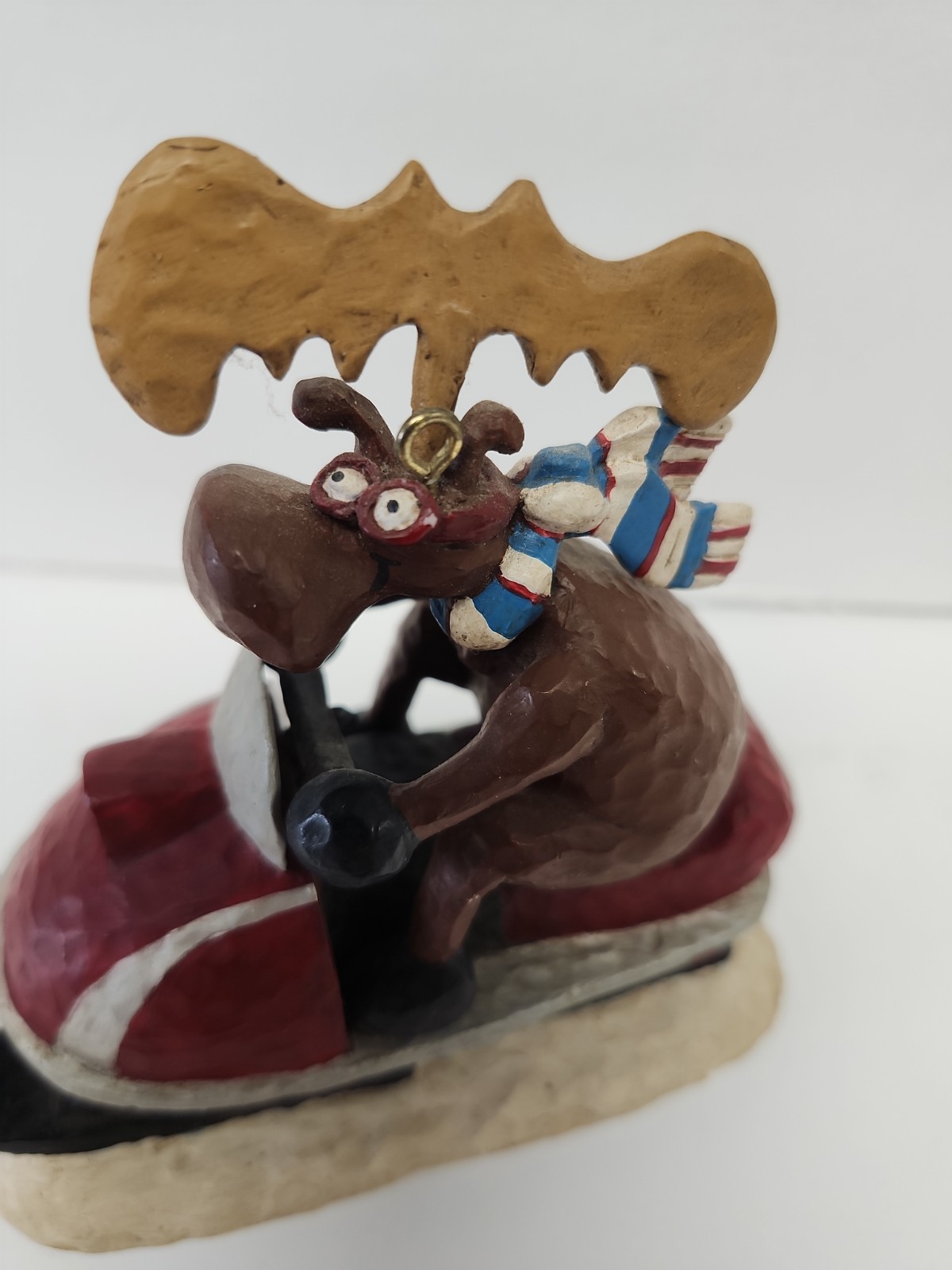 Rodney Leeseberg Moose On Snowmobile Ornament 2001 Vtg Hand Signed 2002 