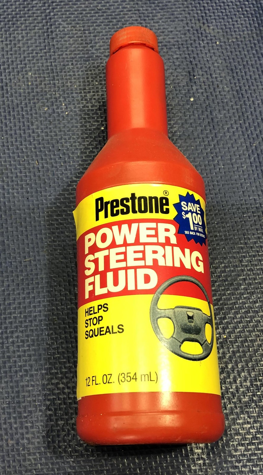 Prestone Power Steering Fluid 12oz vintage red bottle oil