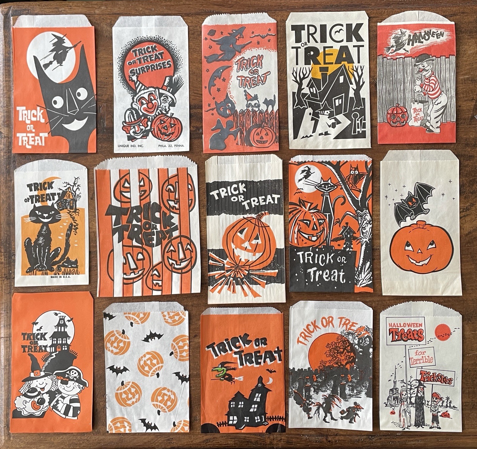 Vintage 1960s-1980s Halloween Paper Trick or Treat Handout Bag Collection