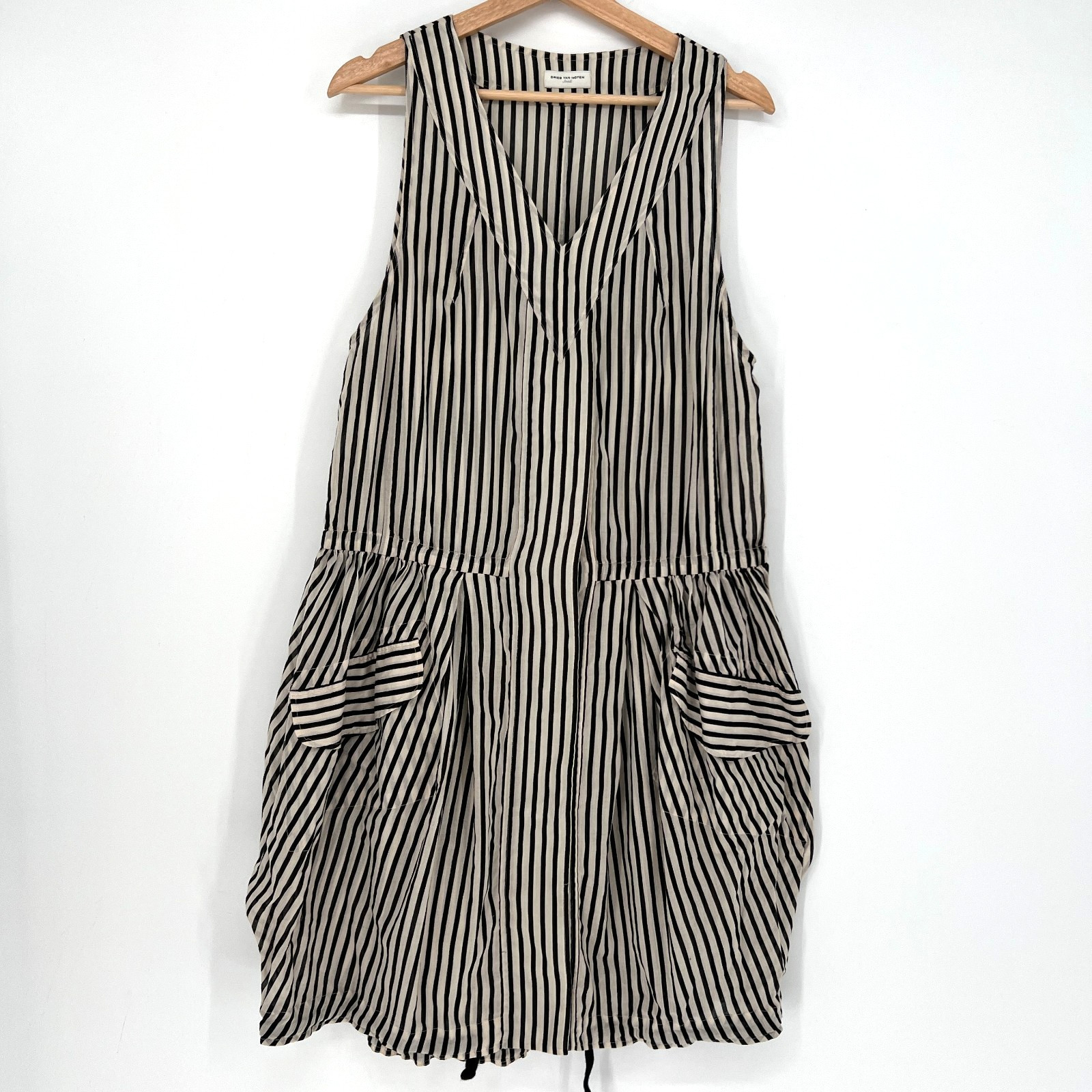 Dries Van Noten Dress Womens S Striped Cotton Lightweight Designer Quiet Luxury