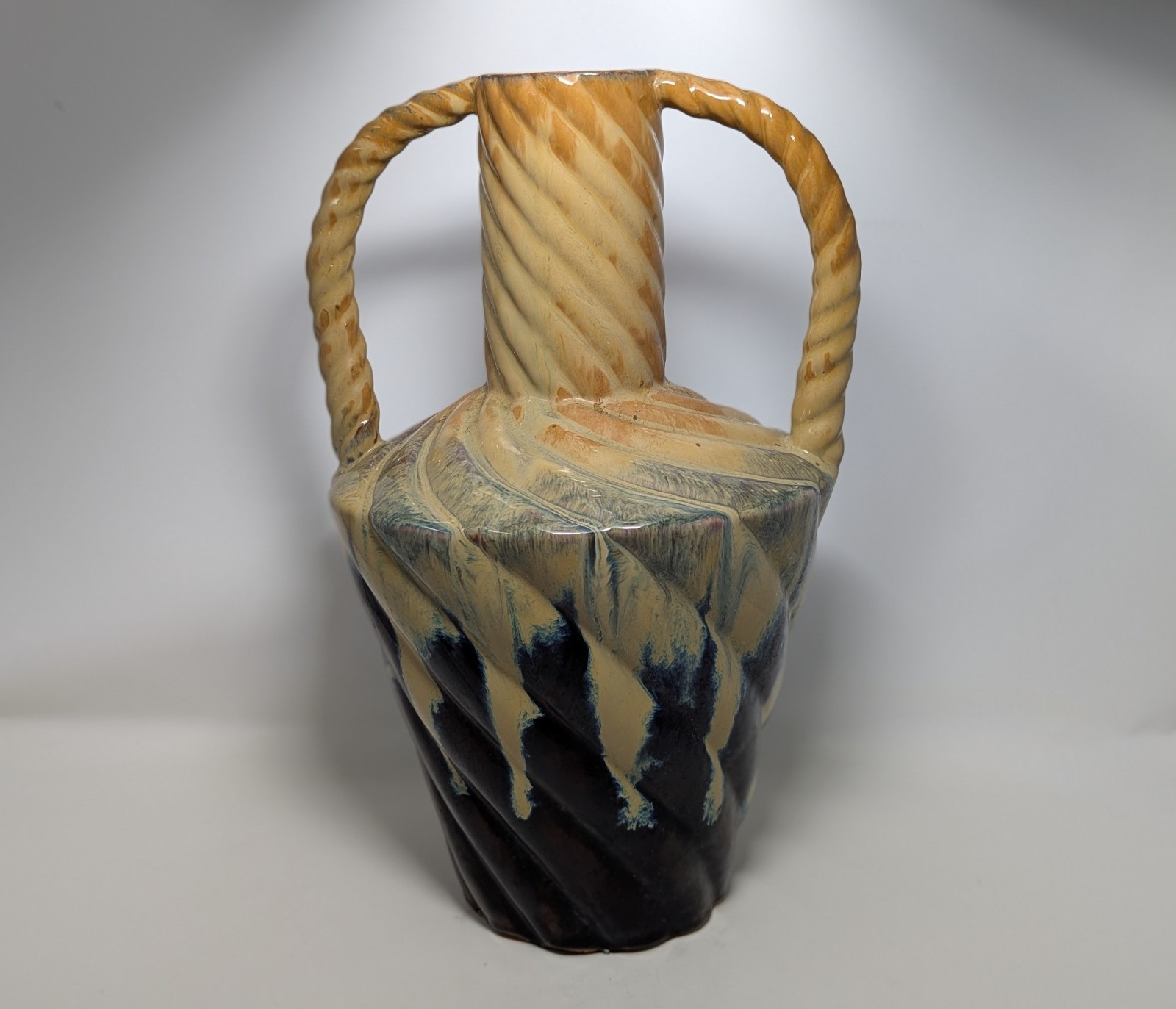 Antique Art Deco Faiencerie de Thulin Belgium Pottery Vase No. 21 Large 16\