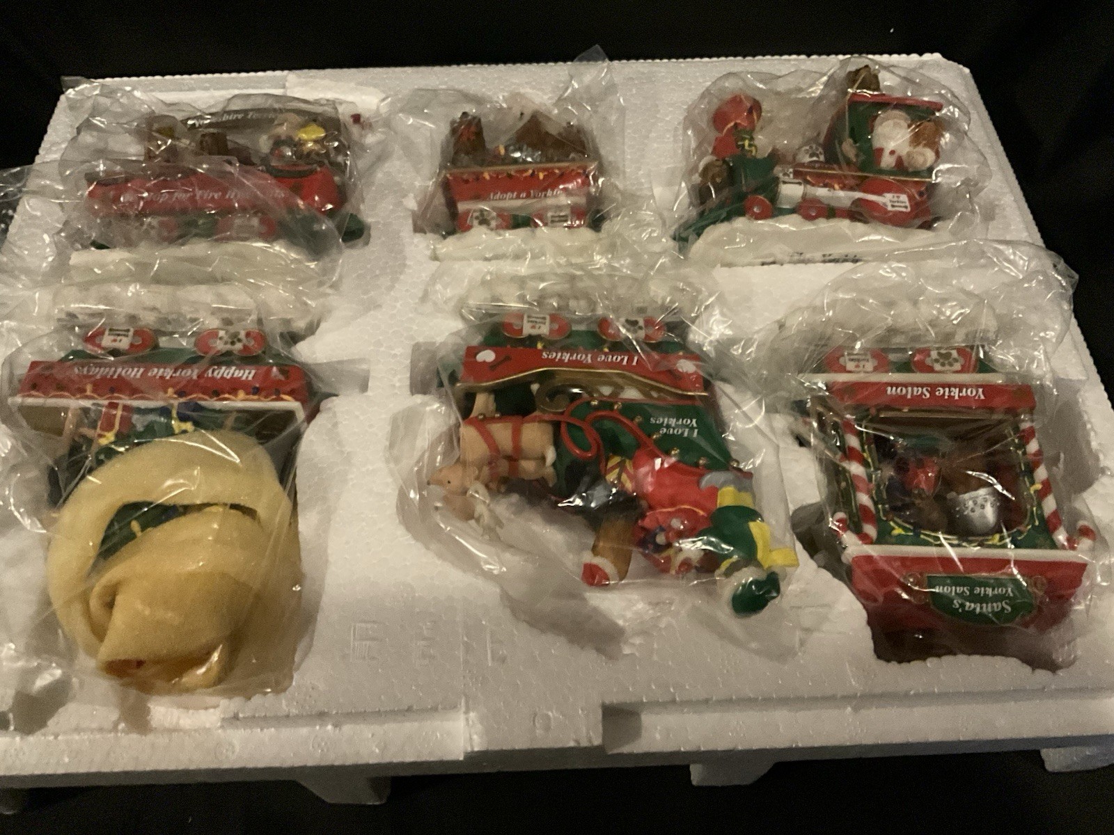 I Love Yorkie Christmas Express Holiday Train by Danbury Mint,  Set of 6-  READ