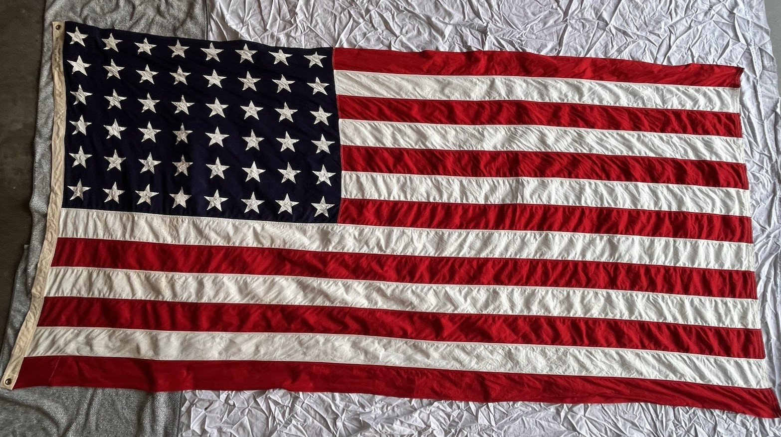 Vtg 48 Star American Flag-Valley Forge Cotton 5\'x9.5\' 1940\'s-1950\'s