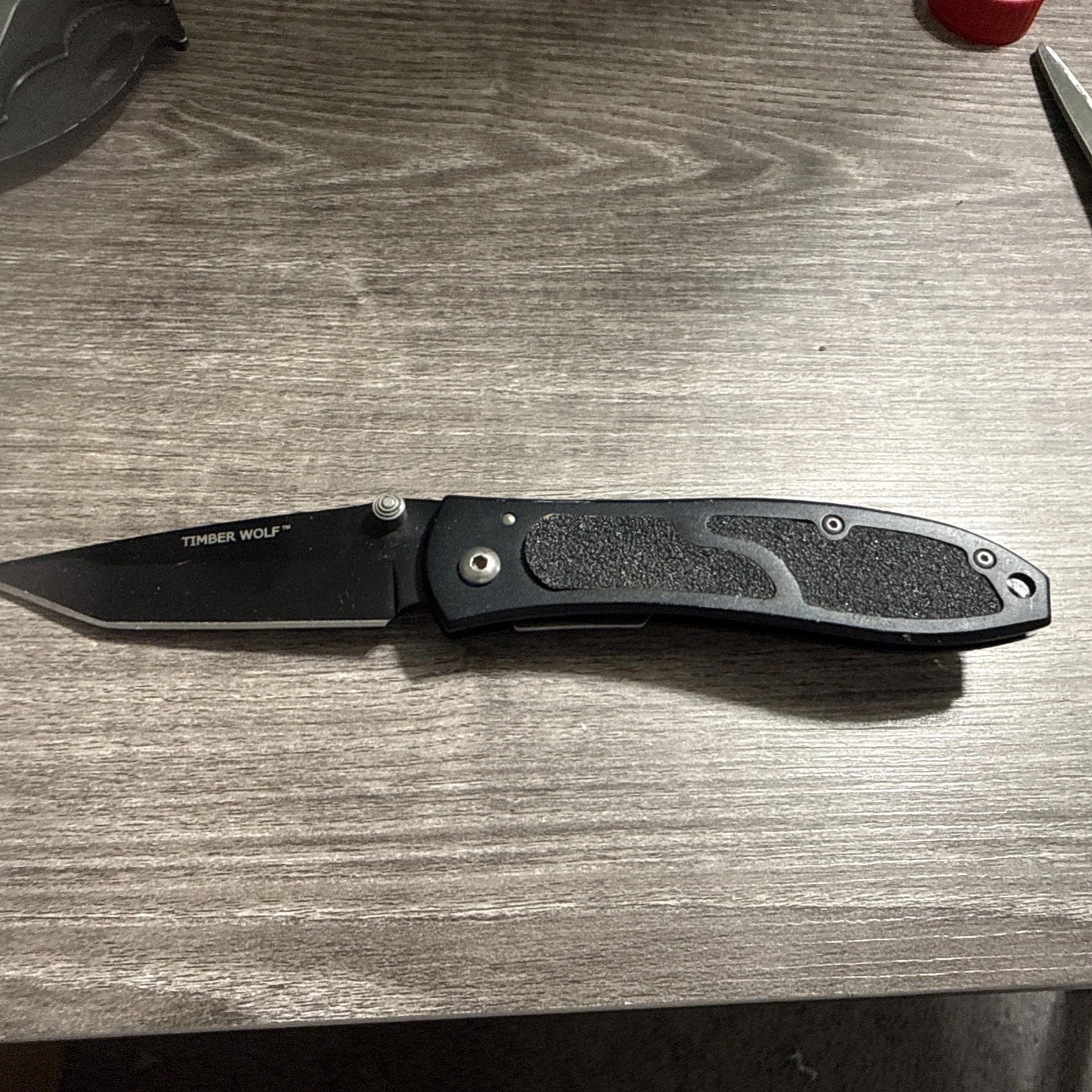 Timber Wolf Tactical Black Pocket Knife Pre Owned