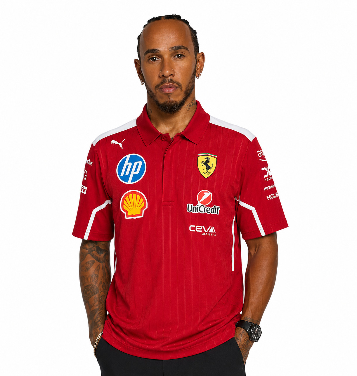Lewis Hamilton Ferrari F1 Polo Shirt Racing 2025 Puma Formula 1 Motorsport Red