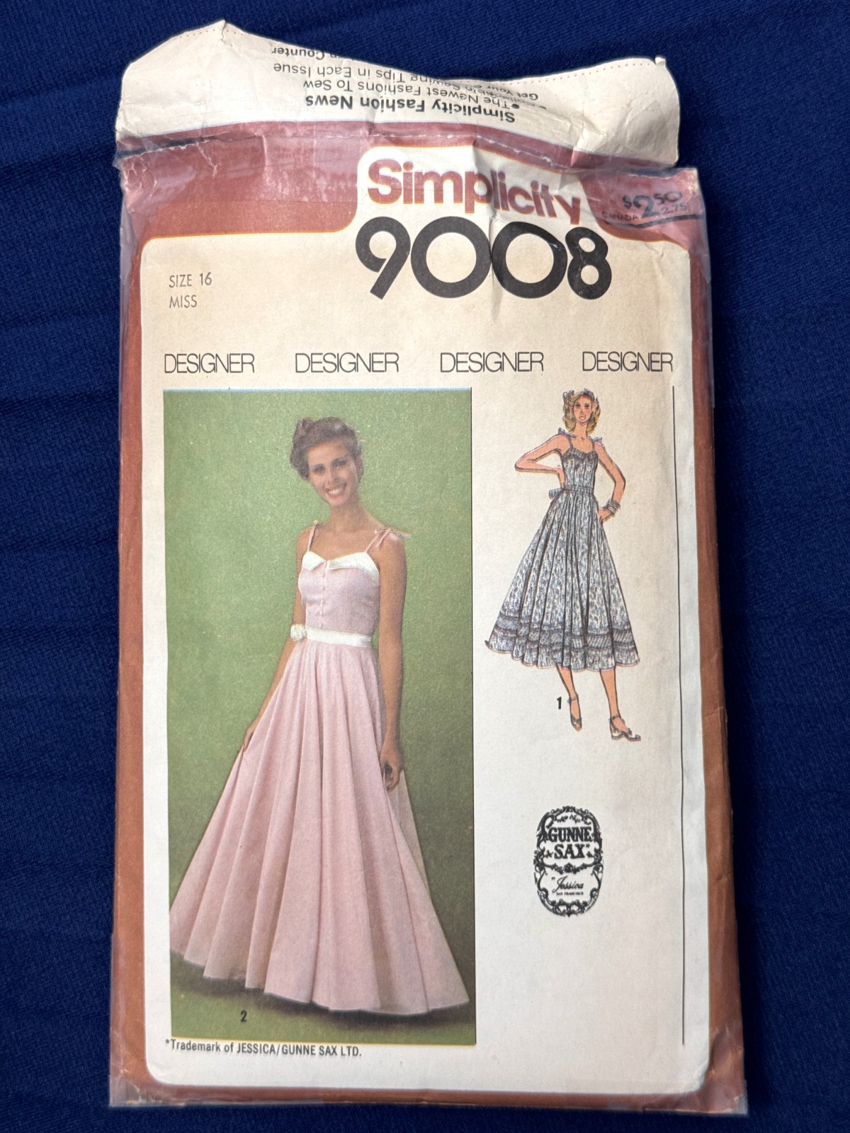 Vintage 1970s, Simplicity 9008 Gunne Sax Size 16 ; Maxi Dress Sewing Pattern