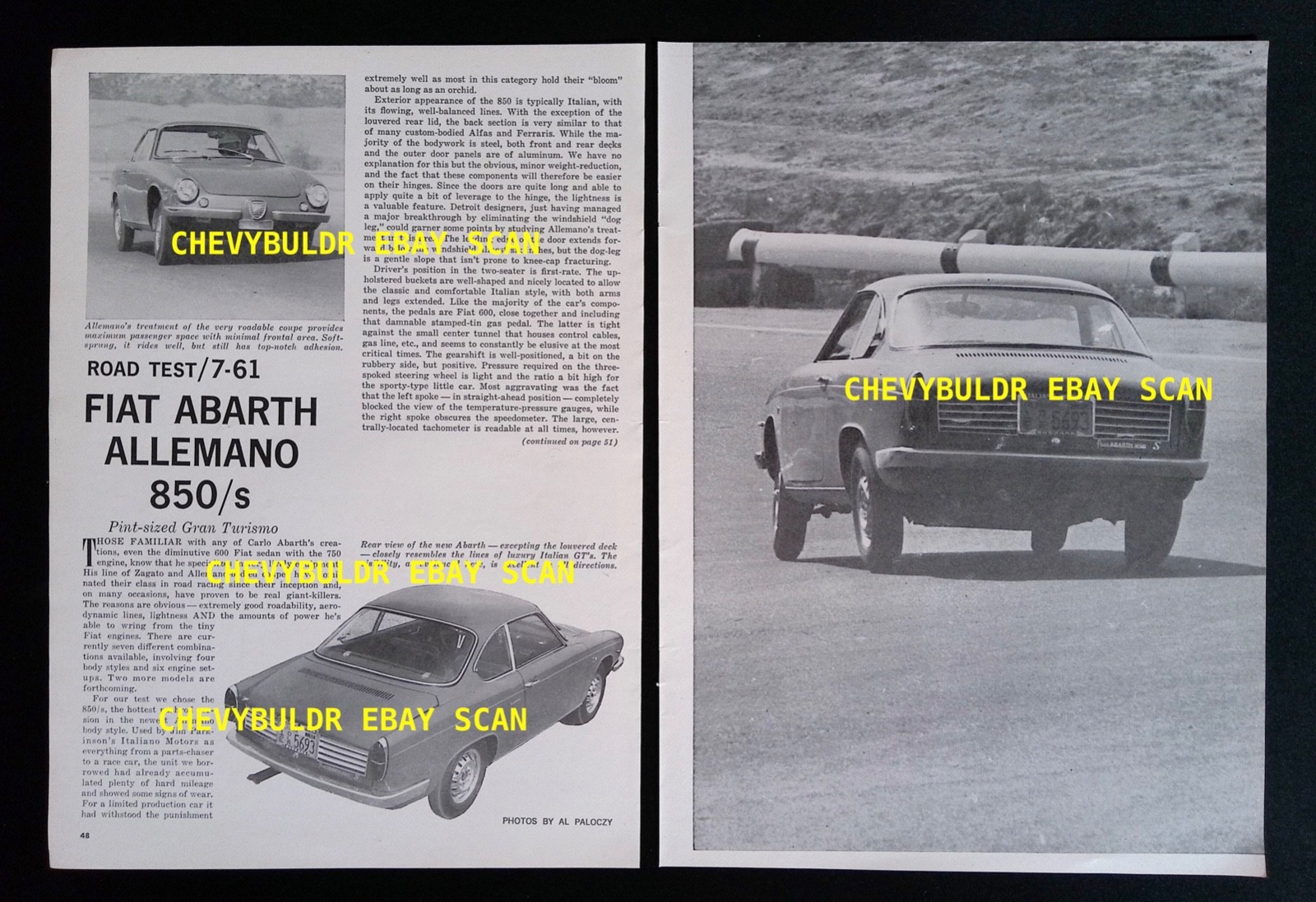 1961 Fiat Abarth Allemano 850/S Vintage Road Test Info Article