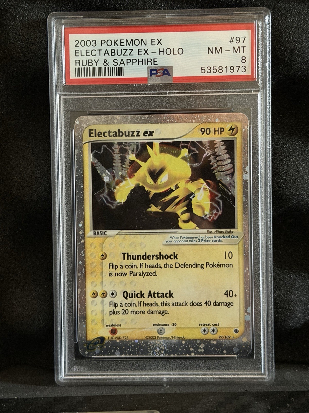 Pokémon TCG Electabuzz EX Ruby Sapphire Holo Ultra Rare Card 97/109 PSA 8 NM-MT