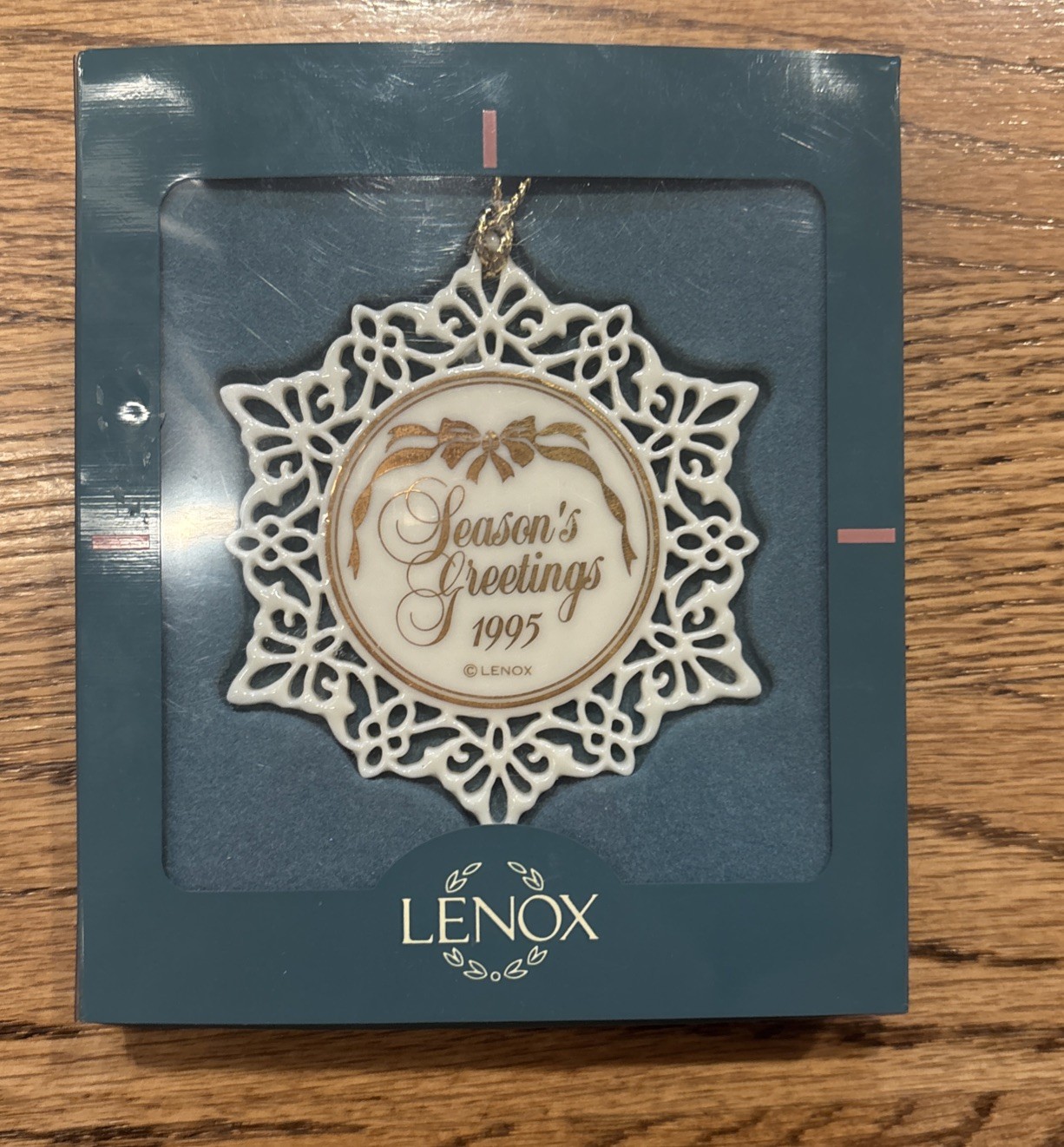 Lenox 1995 Season's Greetings Christmas Tree Ornament with Box