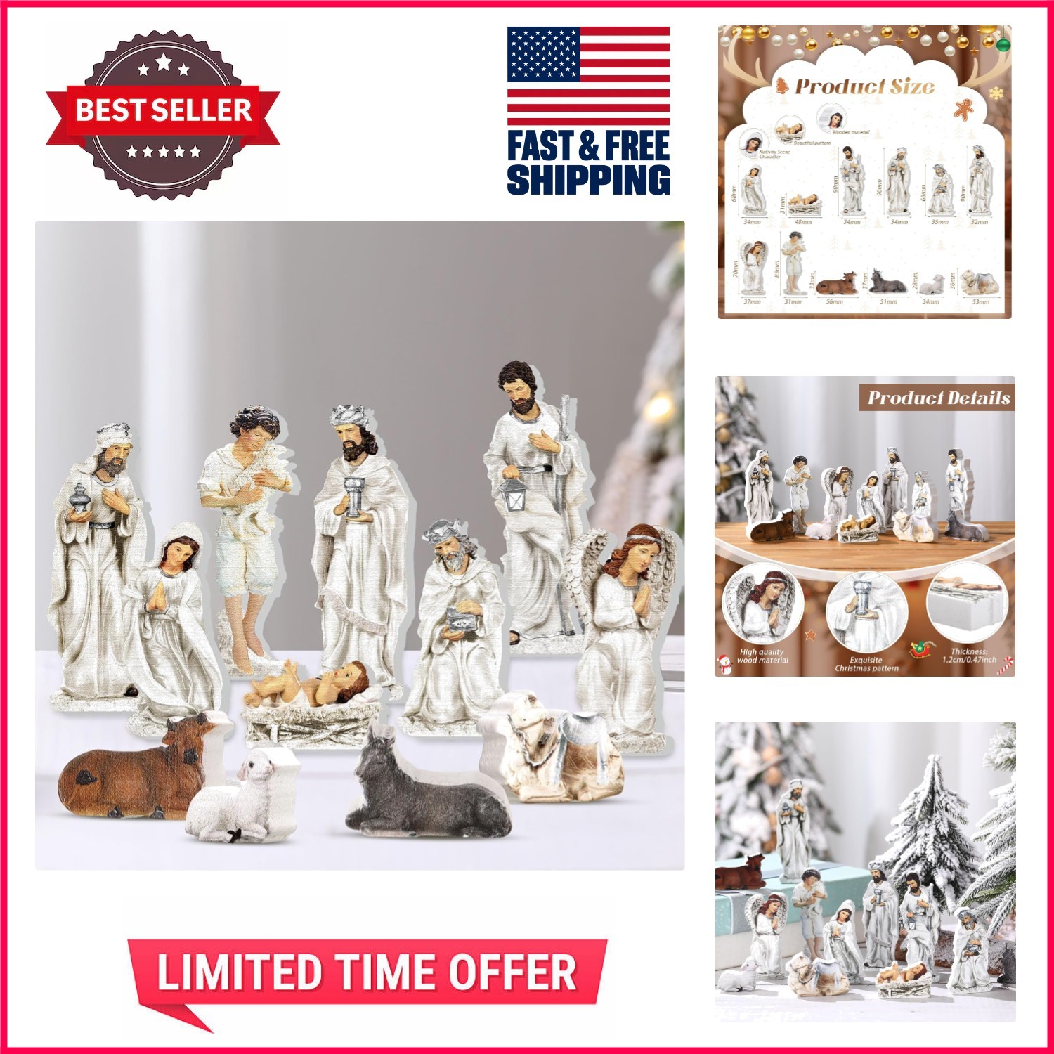 Educational 12-Pc Wooden Nativity Set - A Meaningful Christmas Gift