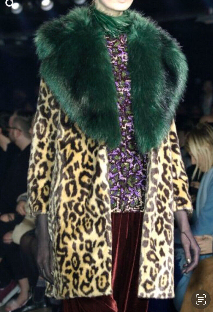 DRIES VAN NOTEN RUNWAY Faux Fur Leopard Coat