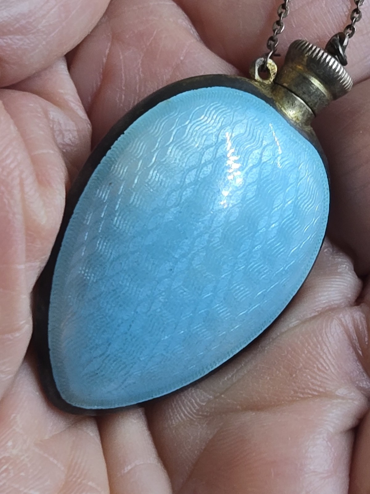 Vintage Sterling Guilloche Enamel Perfume