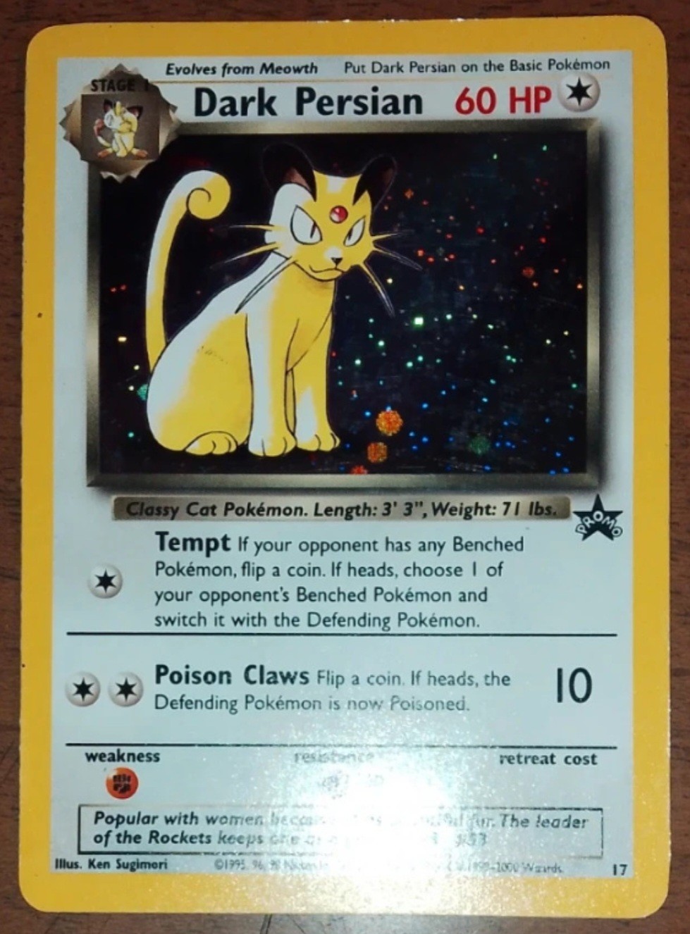 Pokemon Dark Persian 17 Promo ENG 1999 PV 60 Phase 1 Holographic Wizards