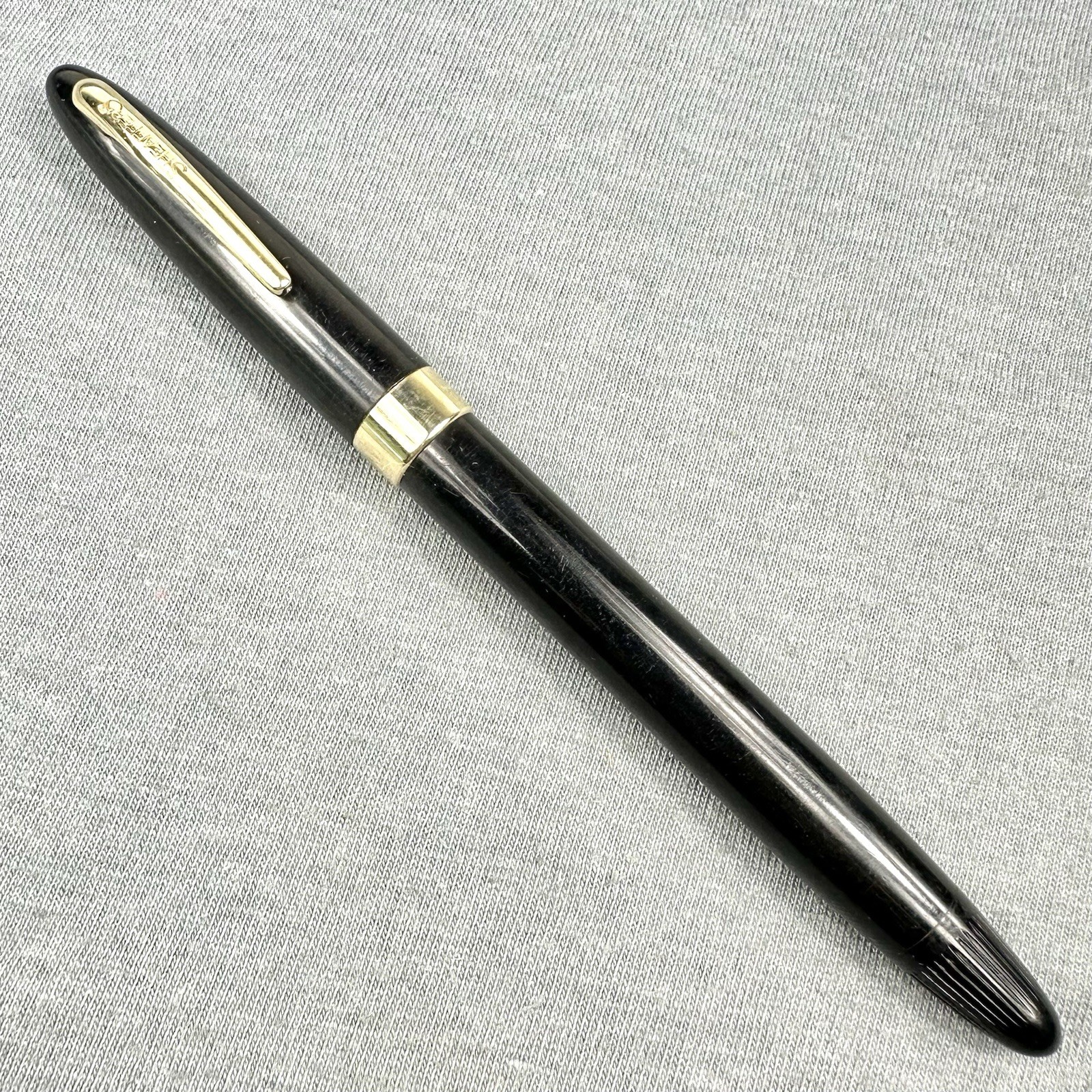 Restored 1950's Sheaffer Saratoga Snorkel Fountain Pen, F3 Two-Tone 14k Nib