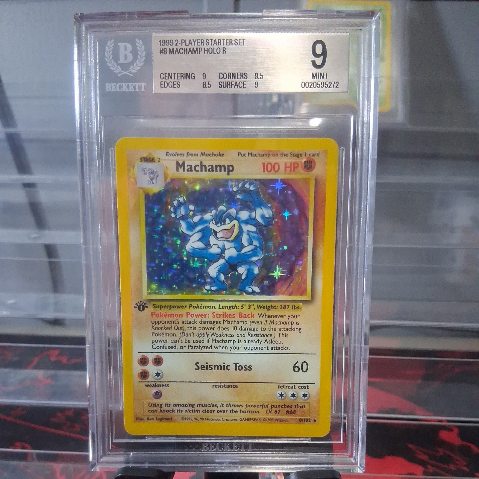1999 Pokemon Base Set #8 Machamp Holo 1st Edition BGS 9